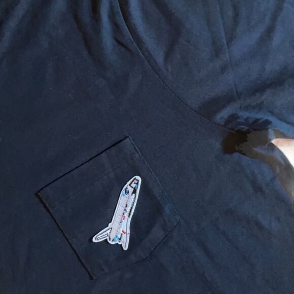 NWT Wool + Pepper Co. Spaceship Unisex Pocket Tee- Avail in Gray, White, Black - Picture 8 of 9